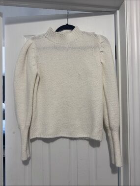 Cream Mock Neck Puff Sleeve Sweater
